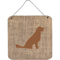 "Caroline's Treasures BB1076-BL-BN-DS66 Labrador Burlap and Brown Aluminum Metal Wall or Door Hanging Prints, 6 x 6"", Multicolor"