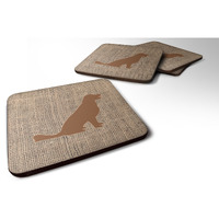 "Caroline's Treasures BB1076-BL-BN-FC Labrador Burlap and Brown Foam Coasters (Set of 4), 3.5"" H x 3.5"" W, Multicolor"