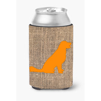 Labrador Burlap and Orange Can or Bottle Beverage Insulator Hugger