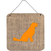 "Caroline's Treasures BB1076-BL-OR-DS66 Labrador Burlap and Orange Aluminum Metal Wall or Door Hanging Prints, 6 x 6"", Multicolor"