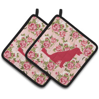 "Caroline's Treasures Labrador Shabby Chic Pink Roses Pair of Pot Holders BB1076-RS-PK-PTHD, 7.5HX7.5W, Multicolor"