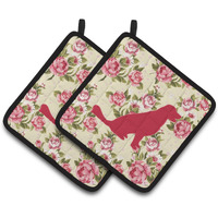"Caroline's Treasures Labrador Shabby Chic Yellow Roses Pair of Pot Holders BB1076-RS-YW-PTHD, 7.5HX7.5W, Multicolor"