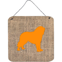 "Caroline's Treasures Tibetial Mastiff Burlap and Orange Door Hanging Prints BB1077 wall-decor, 6 x 6, Multicolor"