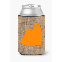 Maltese Burlap and Orange Can or Bottle Beverage Insulator Hugger