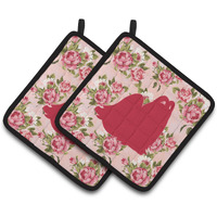 "Caroline's Treasures Maltese Shabby Chic Pink Roses Pair of Pot Holders BB1079-RS-PK-PTHD, 7.5HX7.5W, Multicolor"