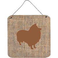 "Caroline's Treasures Sheltie Burlap and Brown Aluminum Metal Wall or Door Hanging Prints, 6 x 6"", Multicolor"