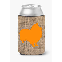 Sheltie Burlap and Orange Can or Bottle Beverage Insulator Hugger