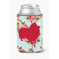 Sheltie Shabby Chic Blue Roses Can or Bottle Beverage Insulator Hugger BB1080