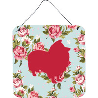 "Caroline's Treasures Sheltie Shabby Chic Blue Roses Wall or Door Hanging Prints, 6 x 6"", Multicolor"