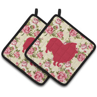 "Caroline's Treasures BB1080-RS-YW-PTHD Sheltie Shabby Chic Yellow Roses Pot Holders (1 Pair), 7.5"" x 7.5"", Multicolor"
