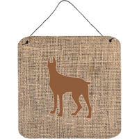 "Caroline's Treasures Great Dane Burlap and Brown Aluminum Metal Wall or Door Hanging Prints, 6 x 6"", Multicolor"