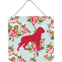 "Caroline's Treasures Rottweiler Shabby Chic Blue Roses Wall or Door Hanging Prints, 6 x 6"", Multicolor"