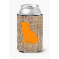 Pug Burlap and Orange Can or Bottle Beverage Insulator Hugger