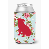 Pug Shabby Chic Blue Roses Can or Bottle Beverage Insulator Hugger BB1084