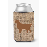Golden Retriever Burlap and Brown Can or Bottle Beverage Insulator Hugger