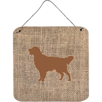 "Caroline's Treasures Golden Retriever Burlap and Brown Wall or Door Hanging Prints, 6 x 6"", Multicolor"