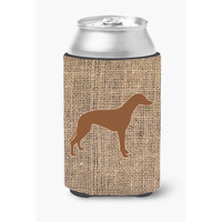 Greyhound Burlap and Brown Can or Bottle Beverage Insulator Hugger