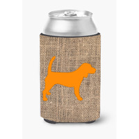 Beagle Burlap and Orange Can or Bottle Beverage Insulator Hugger BB1087