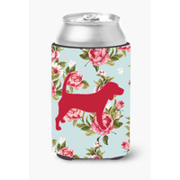 Beagle Shabby Chic Blue Roses Can or Bottle Beverage Insulator Hugger BB1087
