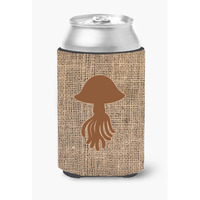 Jellyfish Burlap and Brown Can or Bottle Beverage Insulator Hugger