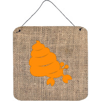 "Caroline's Treasures BB1092-BL-OR-DS66 Hermit Crab Burlap and Orange Wall or Door Hanging Prints, 6 x 6"", Multicolor"