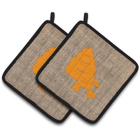 "Caroline's Treasures Hermit Crab Faux Burlap & Orange Pair of Pot Holders BB1092-BL-OR-PTHD, 7.5HX7.5W, Multicolor"