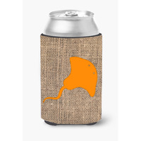 Stingray Burlap and Orange Can or Bottle Beverage Insulator Hugger