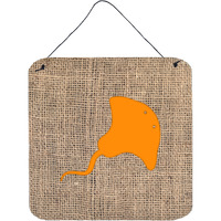 "Caroline's Treasures BB1095-BL-OR-DS66 Stingray Burlap and Orange Aluminum Metal Wall or Door Hanging Prints, 6 x 6"", Multicolor"