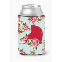 Stingray Shabby Chic Blue Roses Can or Bottle Beverage Insulator Hugger BB1095