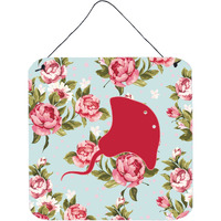 "Caroline's Treasures BB1095-RS-BU-DS66 Stingray Shabby Chic Blue Roses Wall or Door Hanging Prints, 6 x 6"", Multicolor"