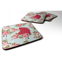 "Caroline's Treasures BB1095-RS-BU-FC Stingray Shabby Chic Blue Roses Foam Coasters (Set of 4), 3.5"" H x 3.5"" W, Multicolor"
