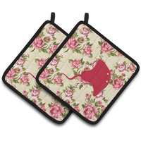 "Caroline's Treasures Stingray Shabby Chic Yellow Roses Pair of Pot Holders BB1095-RS-YW-PTHD, 7.5HX7.5W, Multicolor"