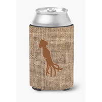 Squid Burlap and Brown Can or Bottle Beverage Insulator Hugger