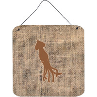 "Caroline's Treasures Squid Burlap and Brown Aluminum Metal Wall or Door Hanging Prints, 6 x 6"", Multicolor"