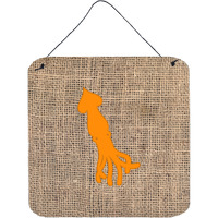 "Caroline's Treasures Squid Burlap and Orange Aluminum Metal Wall or Door Hanging Prints, 6 x 6"", Multicolor"