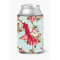 Squid Shabby Chic Blue Roses Can or Bottle Beverage Insulator Hugger BB1096