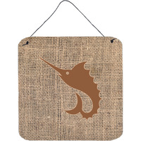 "Caroline's Treasures Fish-Sword Fish Burlap and Brown Wall or Door Hanging Prints, 6 x 6"", Multicolor"