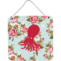 "Caroline's Treasures BB1098-RS-BU-DS66 Octopus Shabby Chic Blue Roses Wall or Door Hanging Prints, 6 x 6"", Multicolor"