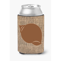 Shell Burlap and Brown Can or Bottle Beverage Insulator Hugger