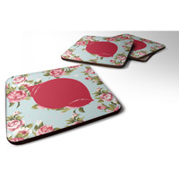 "Caroline's Treasures BB1099-RS-BU-FC Shell Shabby Chic Blue Roses Foam Coasters (Set of 4), 3.5"" H x 3.5"" W, Multicolor"