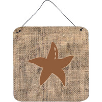 "Caroline's Treasures Starfish Burlap and Brown Aluminum Metal Wall or Door Hanging Prints, 6 x 6"", Multicolor"
