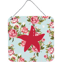 "Caroline's Treasures Starfish Shabby Chic Blue Roses Wall or Door Hanging Prints, 6 x 6"", Multicolor"