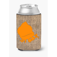 Hermit Crab Burlap and Orange Can or Bottle Beverage Insulator Hugger