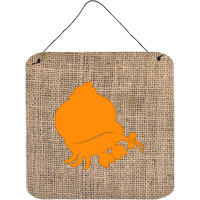 "Caroline's Treasures BB1102-BL-OR-DS66 Hermit Crab Burlap and Orange Wall or Door Hanging Prints, 6 x 6"", Multicolor"