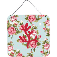 "Caroline's Treasures BB1103-RS-BU-DS66 Coral Shabby Chic Blue Roses Aluminum Metal Wall or Door Hanging Prints, 6 x 6"", Multicolor"