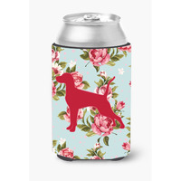Pointer Shabby Chic Blue Roses Can or Bottle Beverage Insulator Hugger BB1105