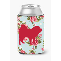 Chow Chow Shabby Chic Blue Roses Can or Bottle Beverage Insulator Hugger BB1106