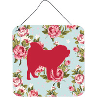 "Caroline's Treasures Chow Chow Shabby Chic Blue Roses Wall or Door Hanging Prints, 6 x 6"", Multicolor"
