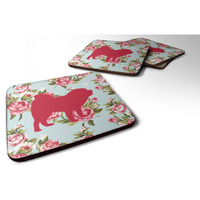 "Caroline's Treasures BB1106-RS-BU-FC Chow Chow Shabby Chic Blue Roses Foam Coasters (Set of 4), 3.5"" H x 3.5"" W, Multicolor"