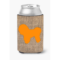 Bichon Frise Burlap and Orange Can or Bottle Beverage Insulator Hugger BB1107